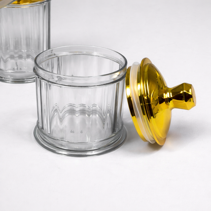 Set de Frascos de Plástico con Tapa Dorada Hermética – 3 Tamaños