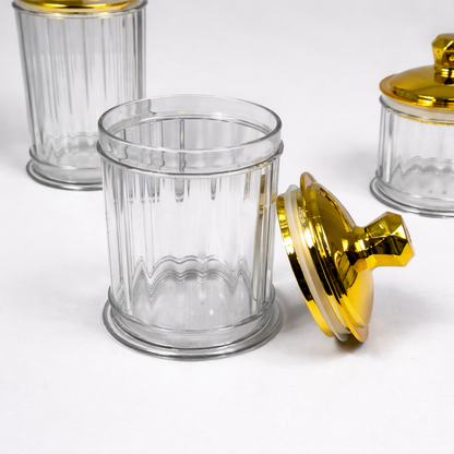 Set de Frascos de Plástico con Tapa Dorada Hermética – 3 Tamaños