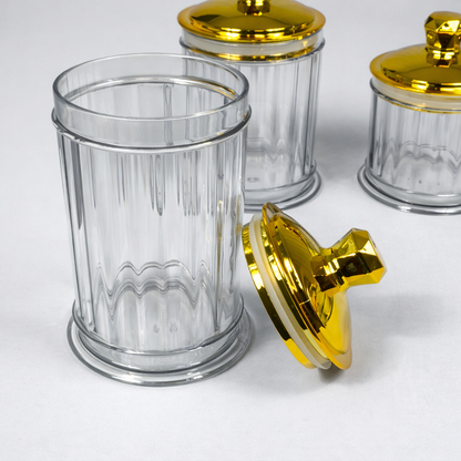 Set de Frascos de Plástico con Tapa Dorada Hermética – 3 Tamaños