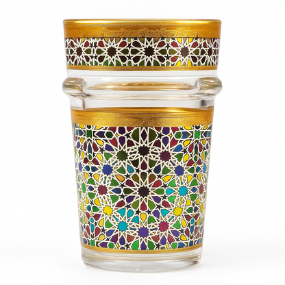 Vasos de Té Marroquí de Cristal Decorado | Borde Dorado