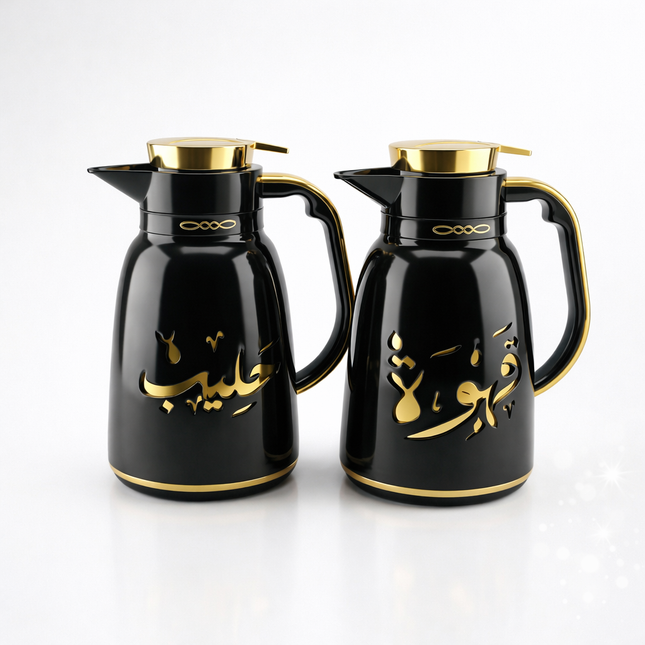 Set of 2 jug-type thermoses (Black + Gold) ✨ 