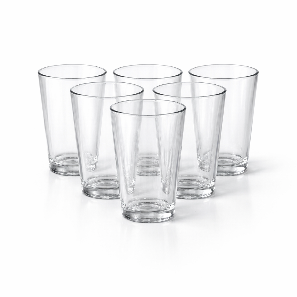 Vasos Hayati – Set de 6 Vasos de Vidrio Transparente Elegante 13cL