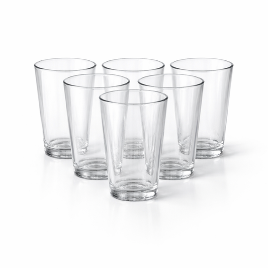 Vasos Hayati – Set de 6 Vasos de Vidrio Transparente Elegante 13cL