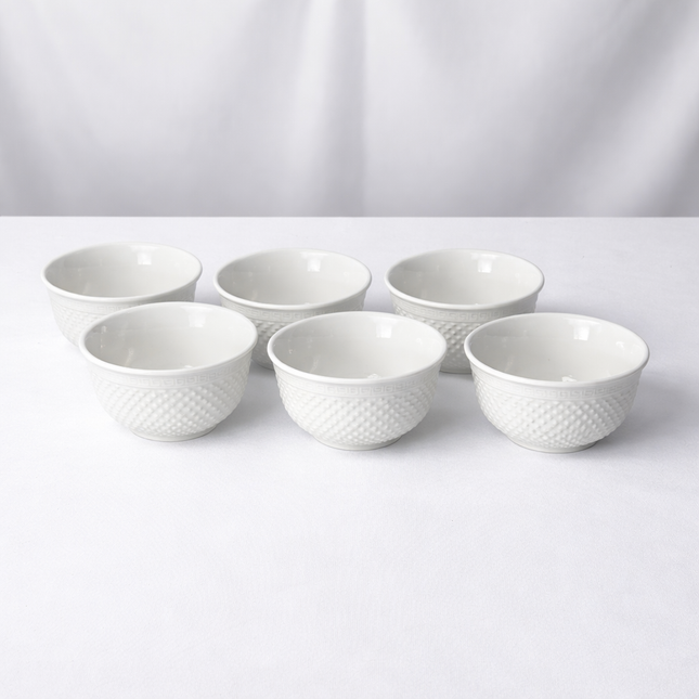 Set de Cuencos Blancos de Cerámica Texturizada – Juego de 6 Piezas