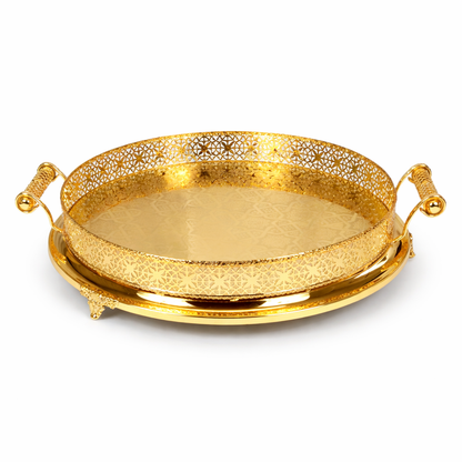Bandeja Decorativa Dorada con Asas – 45 cm | Bandeja Elegante para Servir y Decorar
