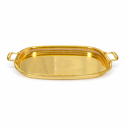 Bandeja Rectangular Dorada de Lujo con Asas – 55 x 40 cm | Bandeja Elegante para Servir y Decorar