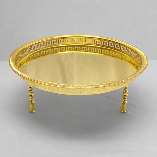 Bandeja Decorativa Redonda Dorada con Patas – 34 cm | Bandeja Elegante para Servir y Decorar