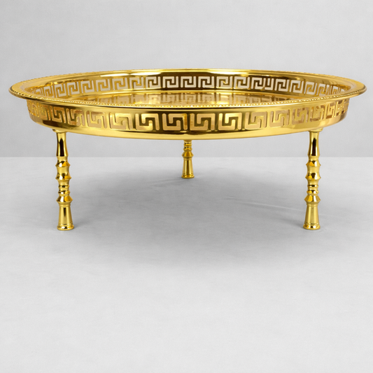 Bandeja Decorativa Redonda Dorada con Patas – 34 cm | Bandeja Elegante para Servir y Decorar