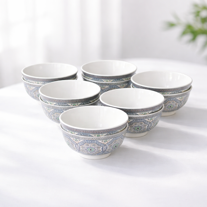 Set de 12 Cuencos de Cerámica Decorados Estilo Mediterráneo – Vajilla Premium