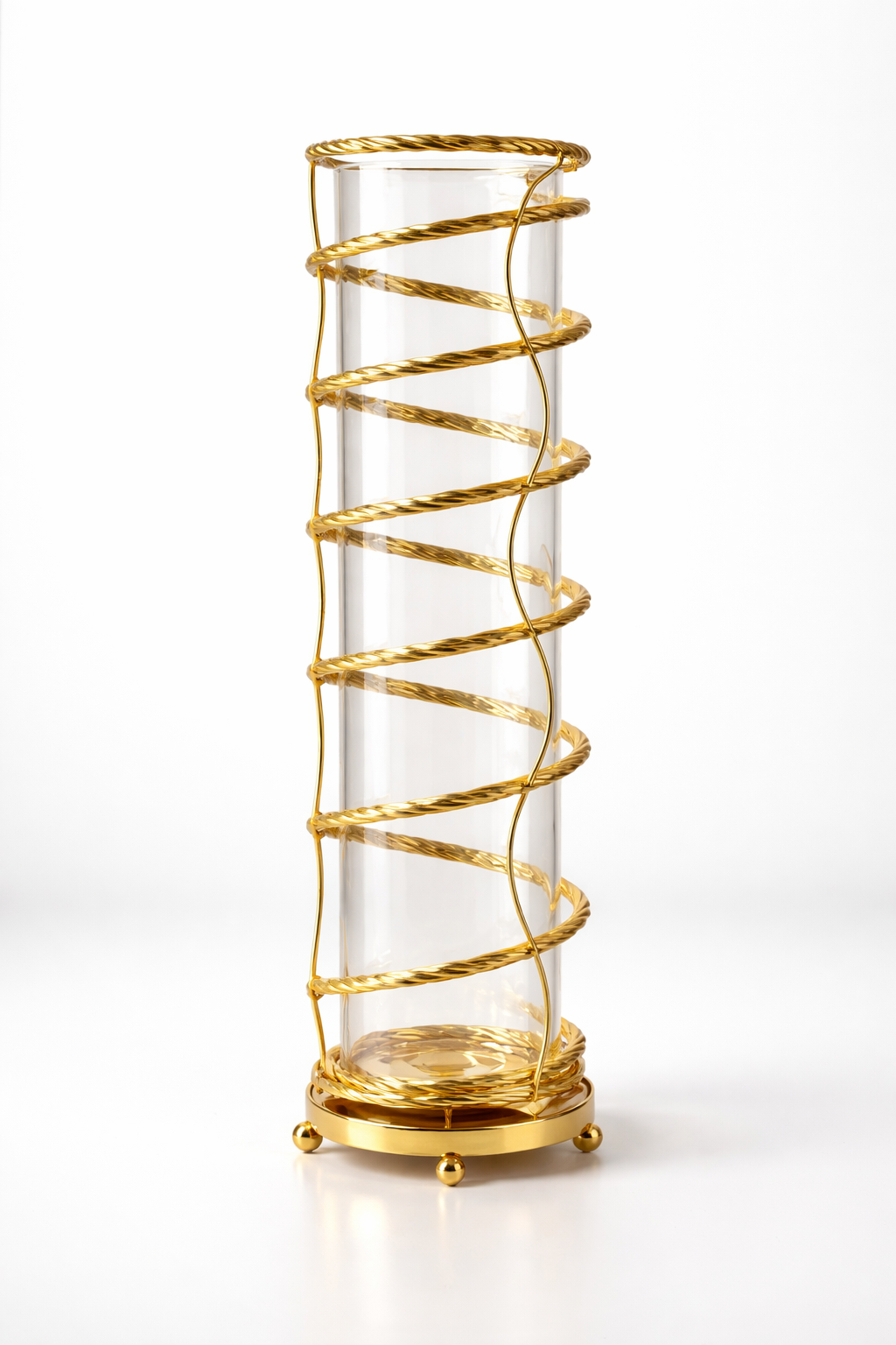 💫Torre decorativa de cristal con estructura en espiral de metal dorado — elegancia y originalidad para cualquier ambiente 💫 82cm