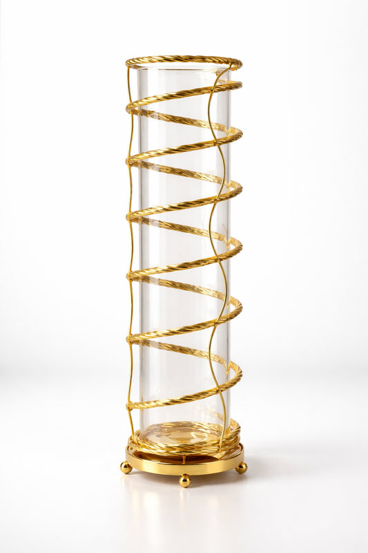 💫Torre decorativa de cristal con estructura en espiral de metal dorado — elegancia y originalidad para cualquier ambiente 💫 82cm