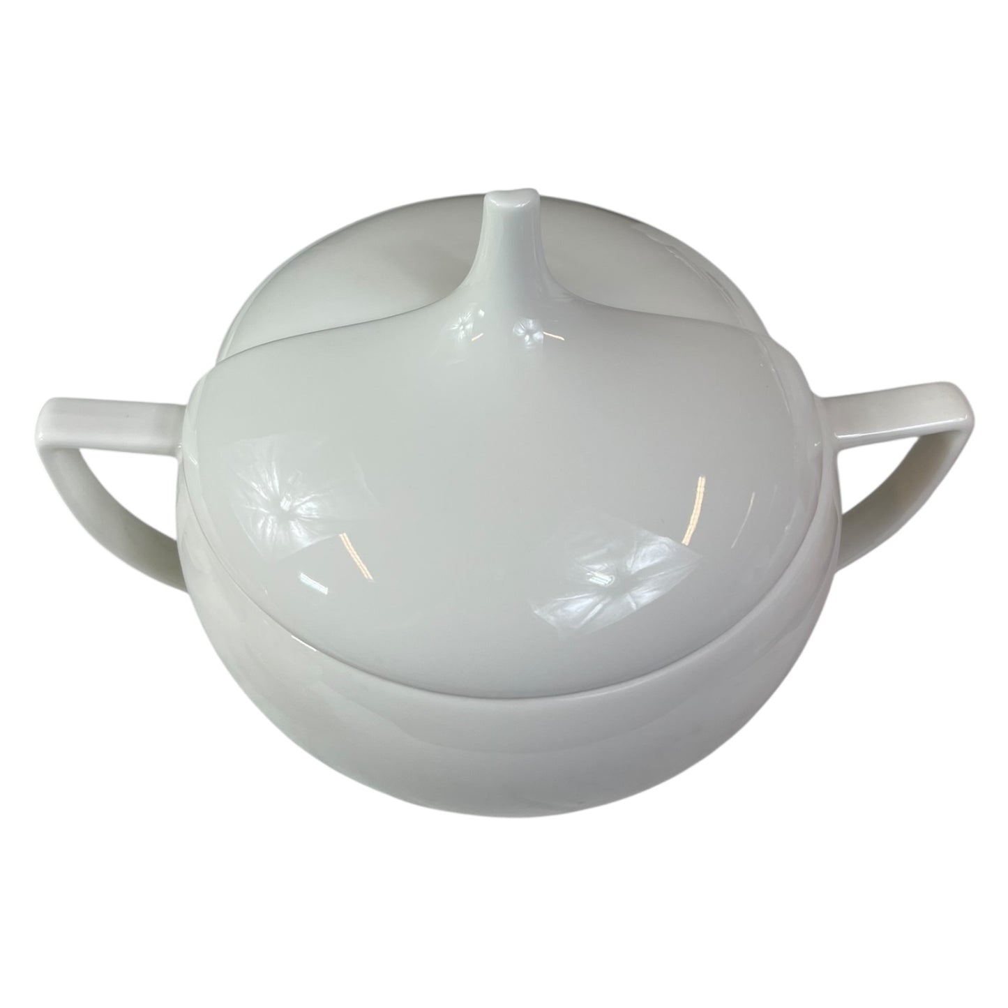 Conjunto de sopa KADIRELLI de 15 peças – Louça branca minimalista com tampa alta e concha