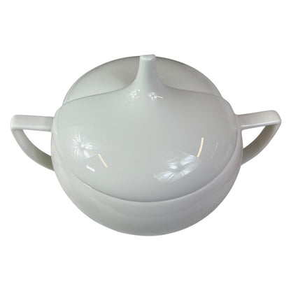 Conjunto de sopa KADIRELLI de 15 peças – Louça branca minimalista com tampa alta e concha