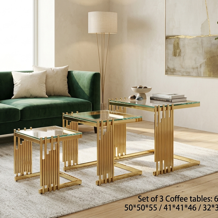 Set 3 mesitas doradas acero