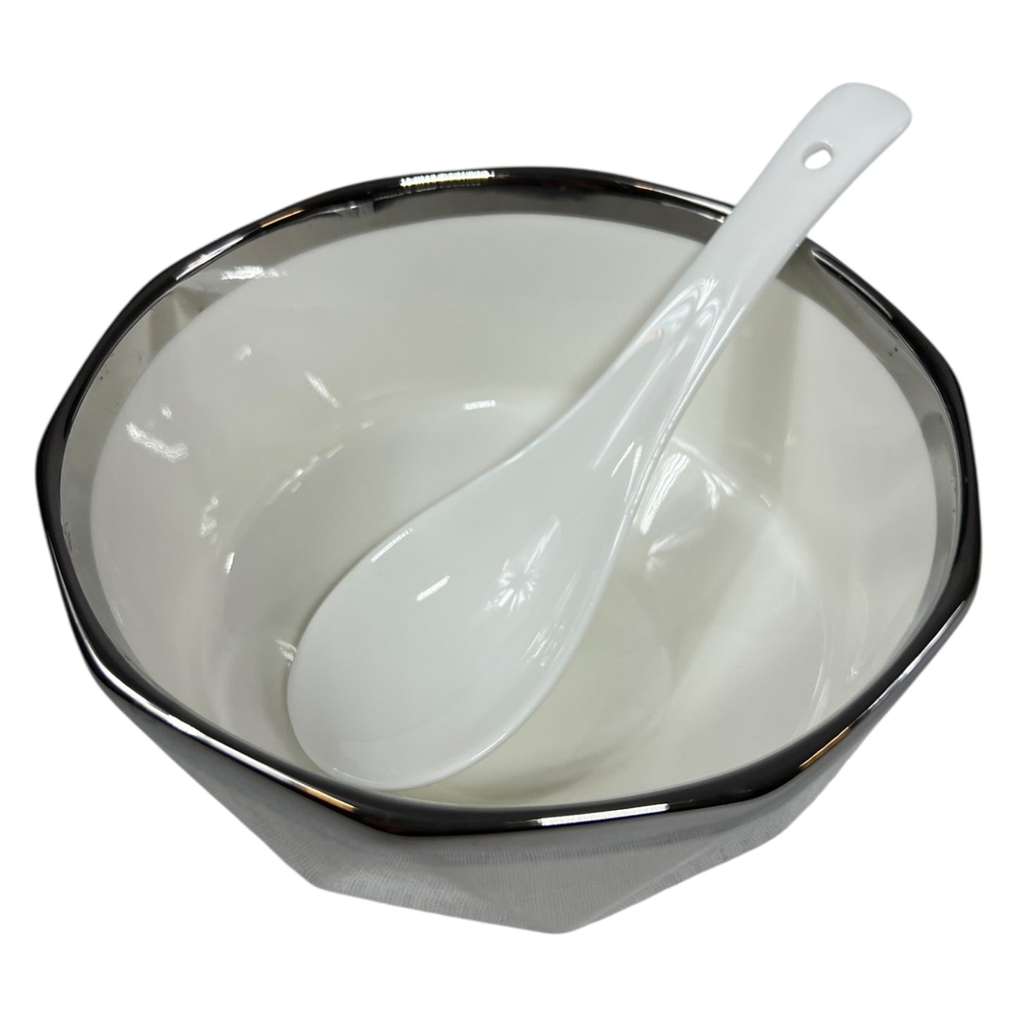Conjunto de sopa BAVARY COLLECTION com 15 peças – Design de diamante com acabamento prateado