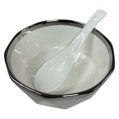 Conjunto de sopa BAVARY COLLECTION com 15 peças – Design de diamante com acabamento prateado