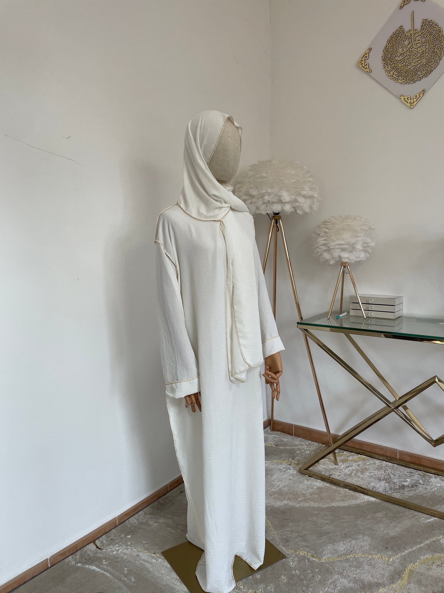 Abaya con velo integrado tela Crepe