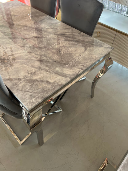 Mesa de Comedor de Diseño Contemporáneo - Mármol y Plateado 160x90x75 Alta calidad (copia)
