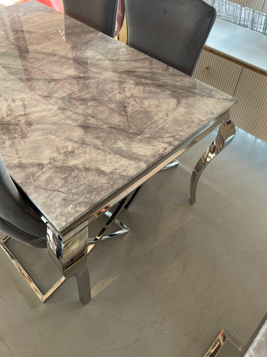 Mesa de Comedor de Diseño Contemporáneo - Mármol y Plateado 160x90x75 Alta calidad (copia)