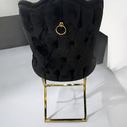 Cadeira BELINDAV28 veludo preto, pernas de metal dourado