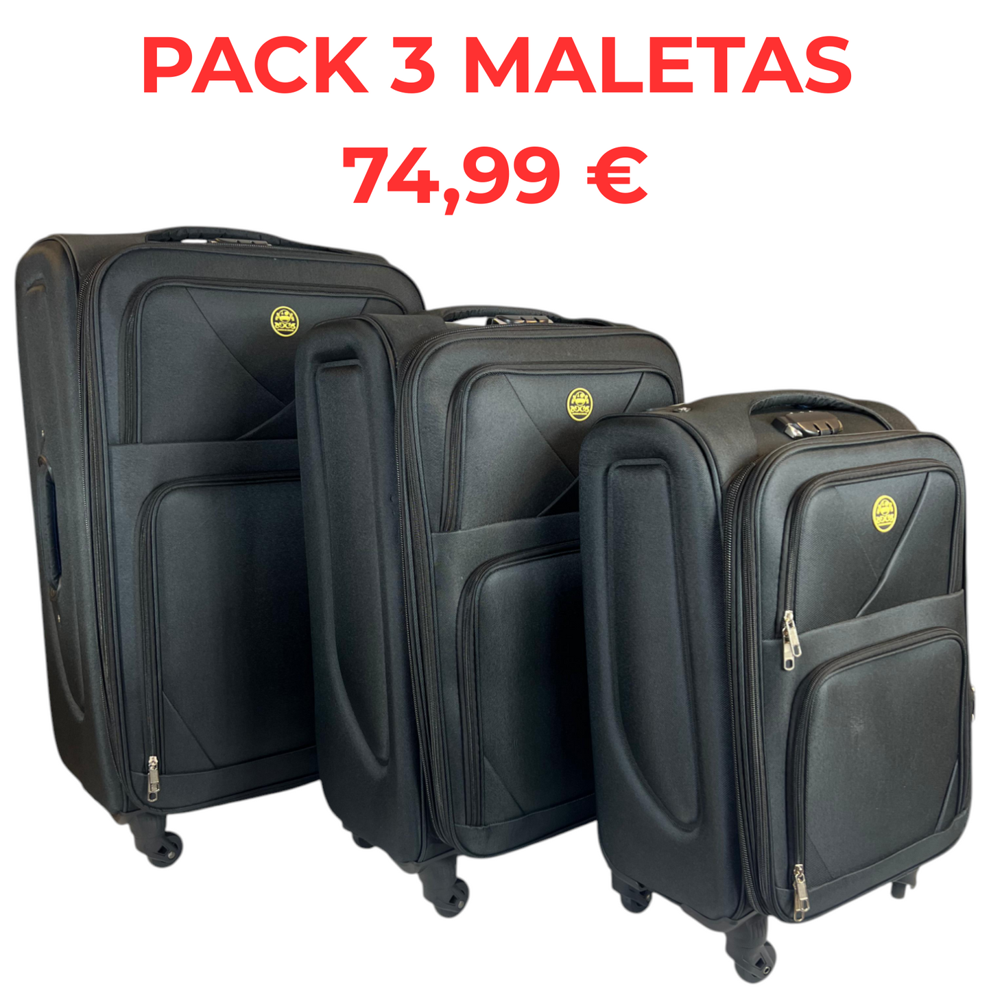 ✈️ Pack de 3 Maletas Resistentes y Elegantes – Viaja con Estilo y Seguridad - COLOR NEGRO