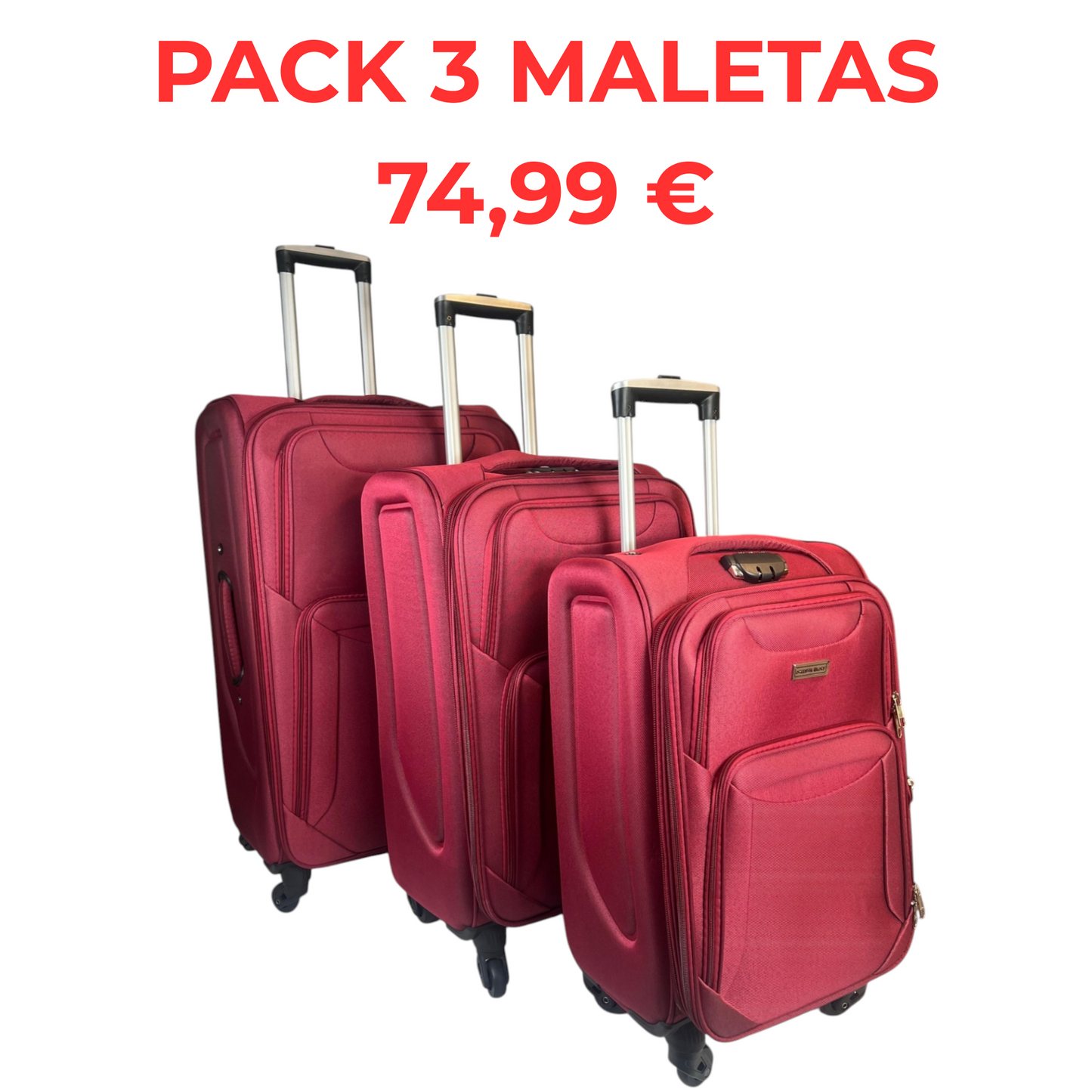 ✈️ Pack de 3 Maletas Resistentes y Elegantes – Viaja con Estilo y Seguridad - COLOR ROJO