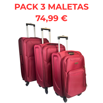✈️ Pack de 3 Maletas Resistentes y Elegantes – Viaja con Estilo y Seguridad - COLOR ROJO