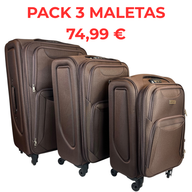 ✈️ Pack de 3 Maletas Resistentes y Elegantes – Viaja con Estilo y Seguridad - COLOR MARRÓN