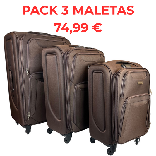 ✈️ Pack de 3 Maletas Resistentes y Elegantes – Viaja con Estilo y Seguridad - COLOR MARRÓN