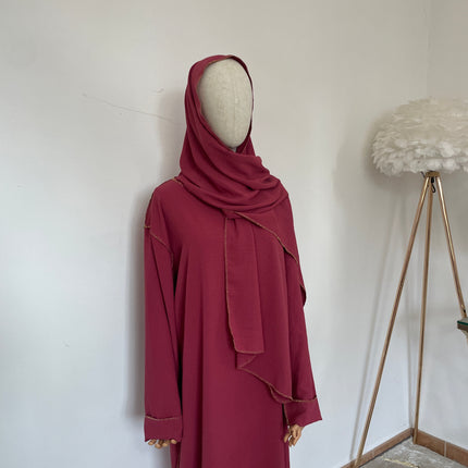 Abaya con Hijab Integrado de Tela Crepe – Elegante y Práctica