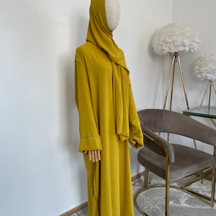 Abaya con Hijab Integrado de Tela Crepe – Elegante y Práctica