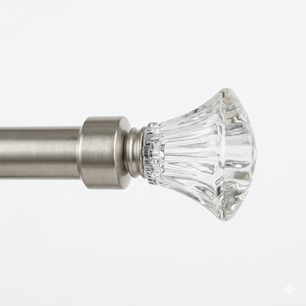 Barra de Cortina Extensible 160-310 cm con Remate Cristal Ondulado – Plata ✨