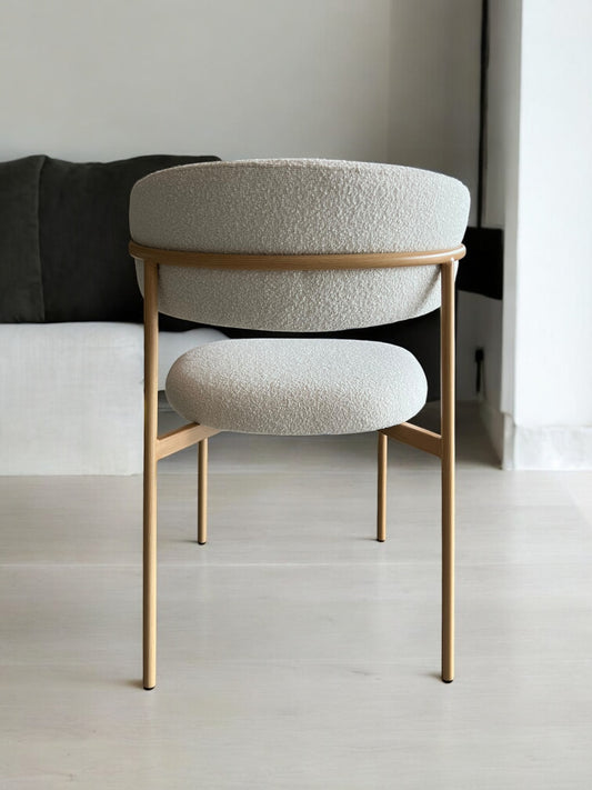 Silla madera DT-KC005 Tela Blanco Patas Madera Natural