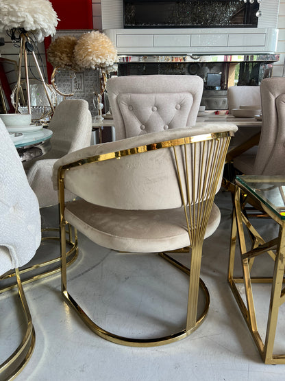 🤍✨ Silla BIEN 12 en MARFIL / BEIGE con BASE DORADA — G lam Premium ✨🪞