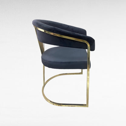 BABYFACE37 dark grey velvet dining chair with gold stainless steel legs