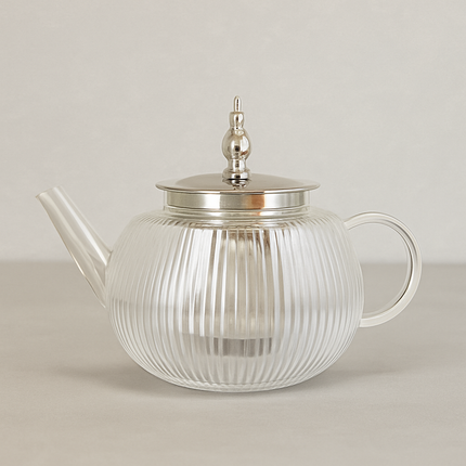 Glass teapot with stainless steel filter and lid, 1000 ml