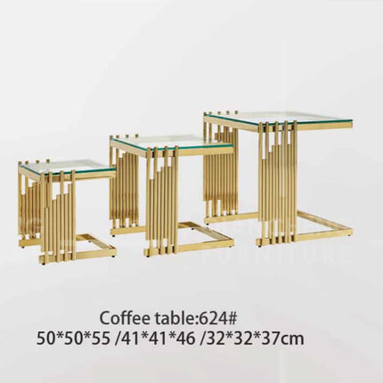 Set 3 mesitas doradas acero