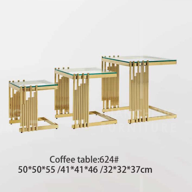 Set 3 mesitas doradas acero