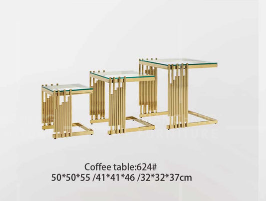 Set 3 mesitas doradas acero