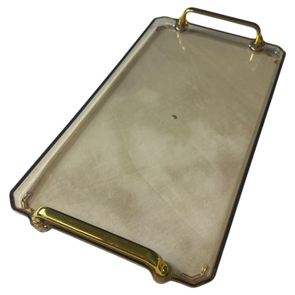 🟠 Large Rectangular Tray with Gold Handles – Gold Plastic: Functionality and Style in One