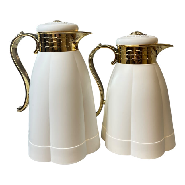 Conjunto de 2 garrafas térmicas isoladas com corpo de alta qualidade (0,6L + 1L) - Cor BRANCO
