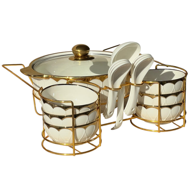 Set of 6 Glass Bowls with Saucer – High Quality (12 Pieces)