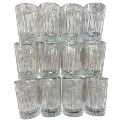 🫖 Set de 12 Vasos para Té con Borde Dorado – Elegancia Clásica