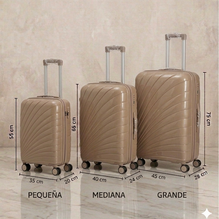 Maleta Rígida de Viaje con Ruedas 360º – Disponible en Tamaño Pequeño, Mediano y Grande - CAFÉ