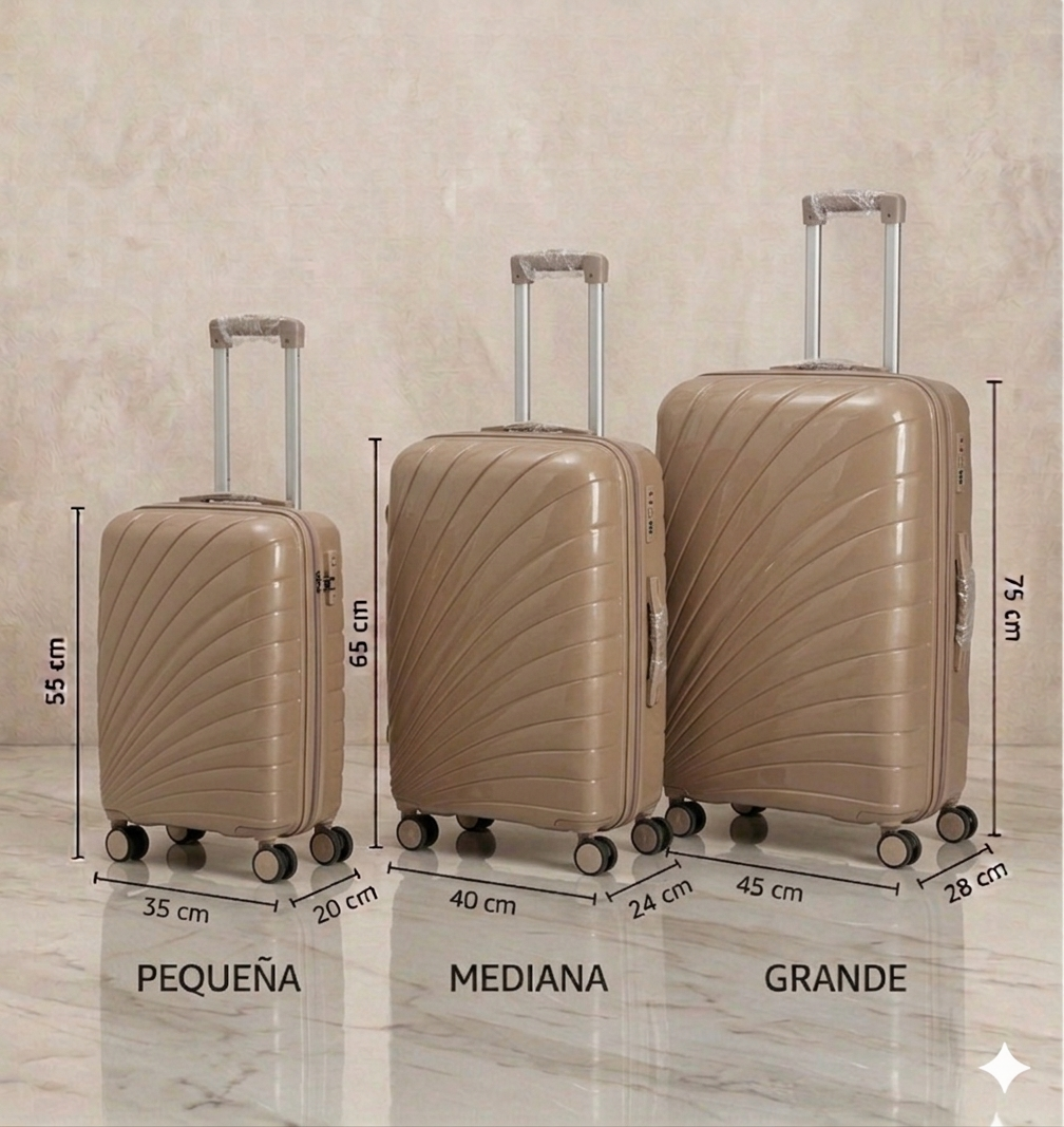 Maleta Rígida de Viaje con Ruedas 360º – Disponible en Tamaño Pequeño, Mediano y Grande - CAFÉ