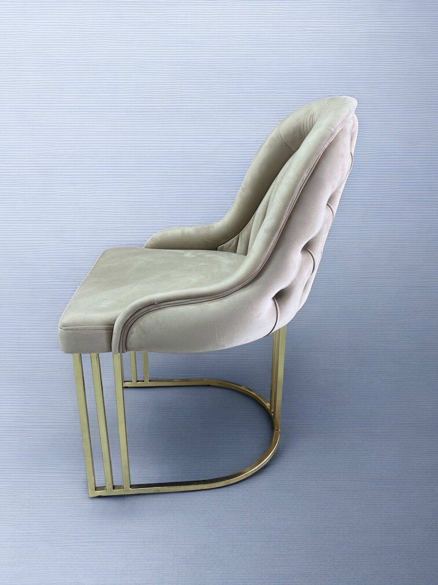 GRANDV03 velvet chair, BEIGE color, gold metal legs