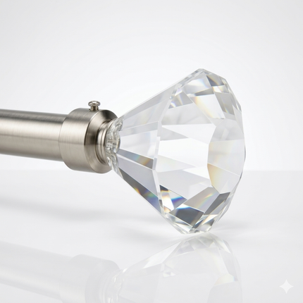 Barra de Cortina Extensible 160-310 cm con Remate Decorativo Cristal Facetado – Plata ✨