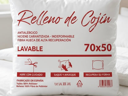Relleno de Cojín Nube 70x50 cm – Fibra Hueca Lavable e Indeformable