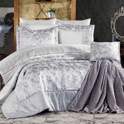 Conjunto de cama Sakura 11 peças: elegância e conforto para o seu quarto - Cinza