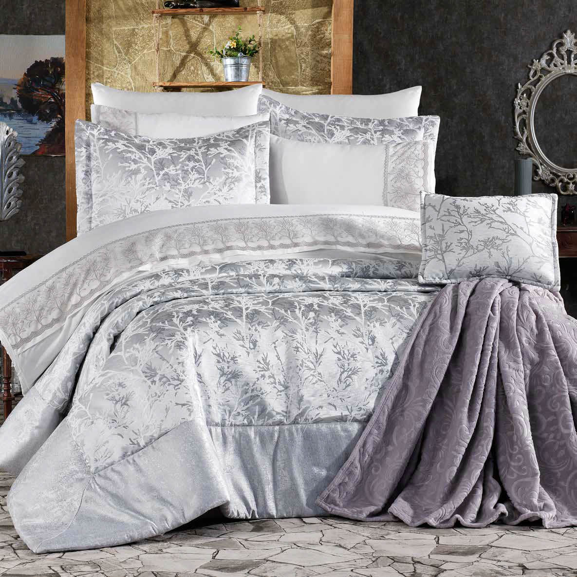 Conjunto de cama Sakura 11 peças: elegância e conforto para seu quarto